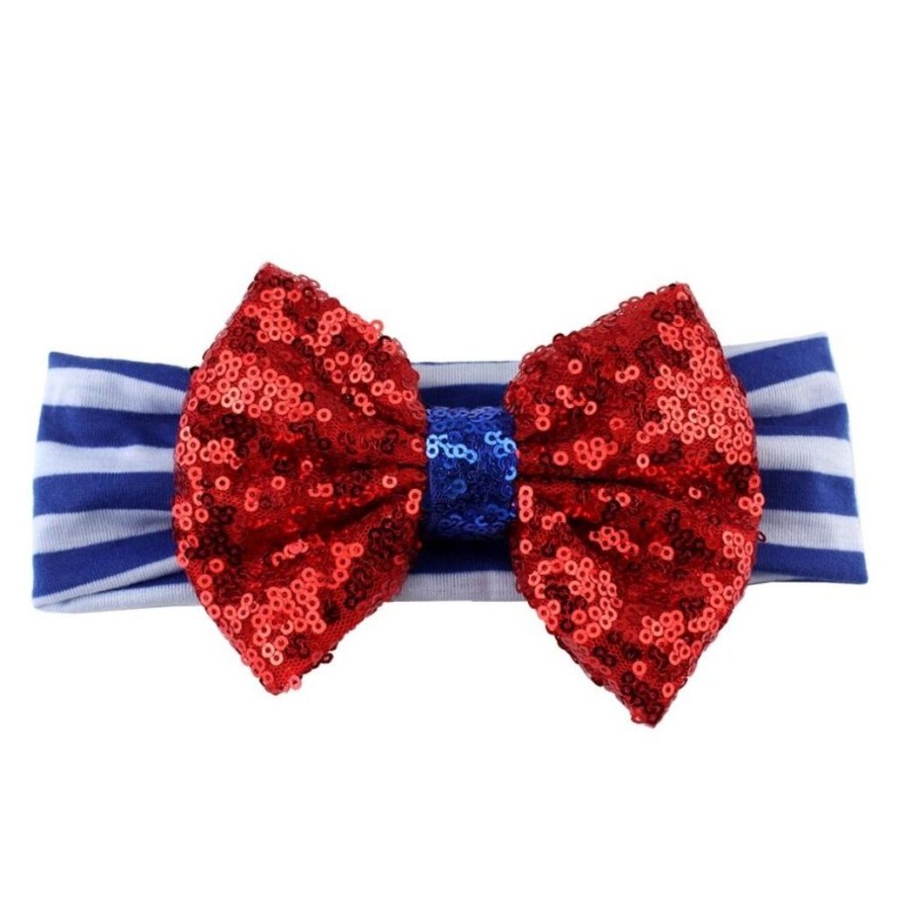 4th of July Sequin Bow Girls Headband